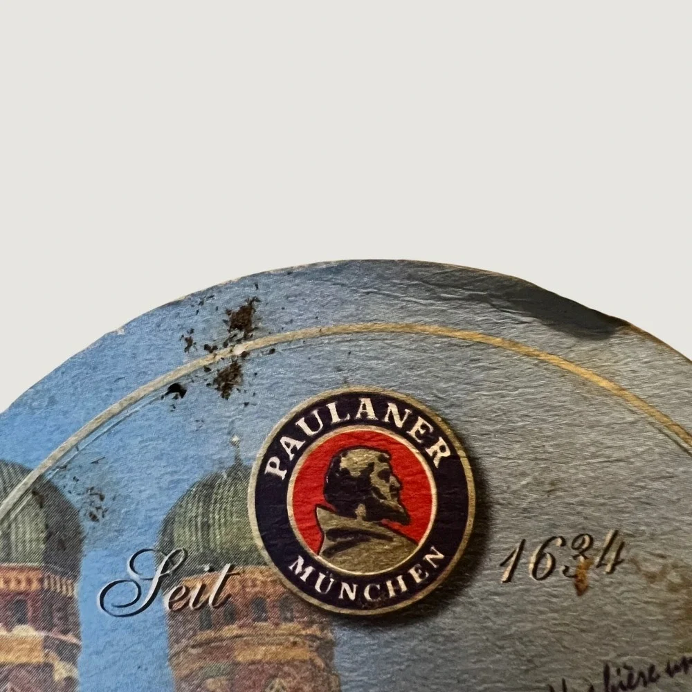 Paulaner‎ Beer Coaster Blue Vintage Oktoberfest Munchen Barware